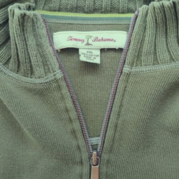 🔥 Tommy Bahama Men’s Half-Zip Sweater – Olive Green – Size XXL – Pre-Owned - Picture 4 of 4
